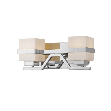Z-Lite Ascend 2 Light Vanity, Chrome & Matte Opal 1915-2V-CH-LED
